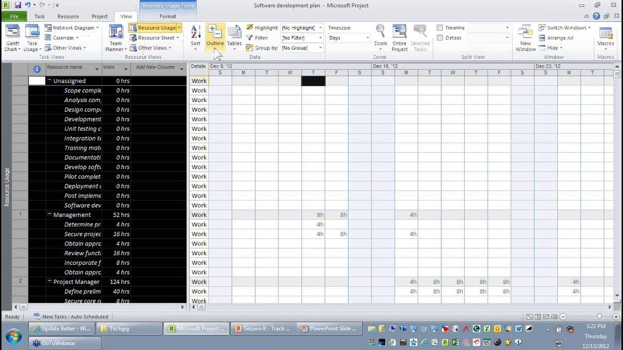Track project actual against project baseline information
