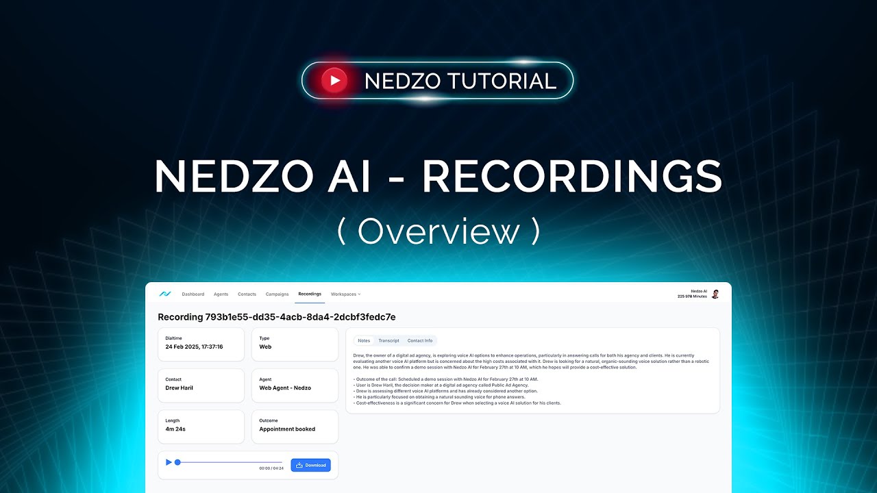 Nedzo AI - Recordings (Overview)