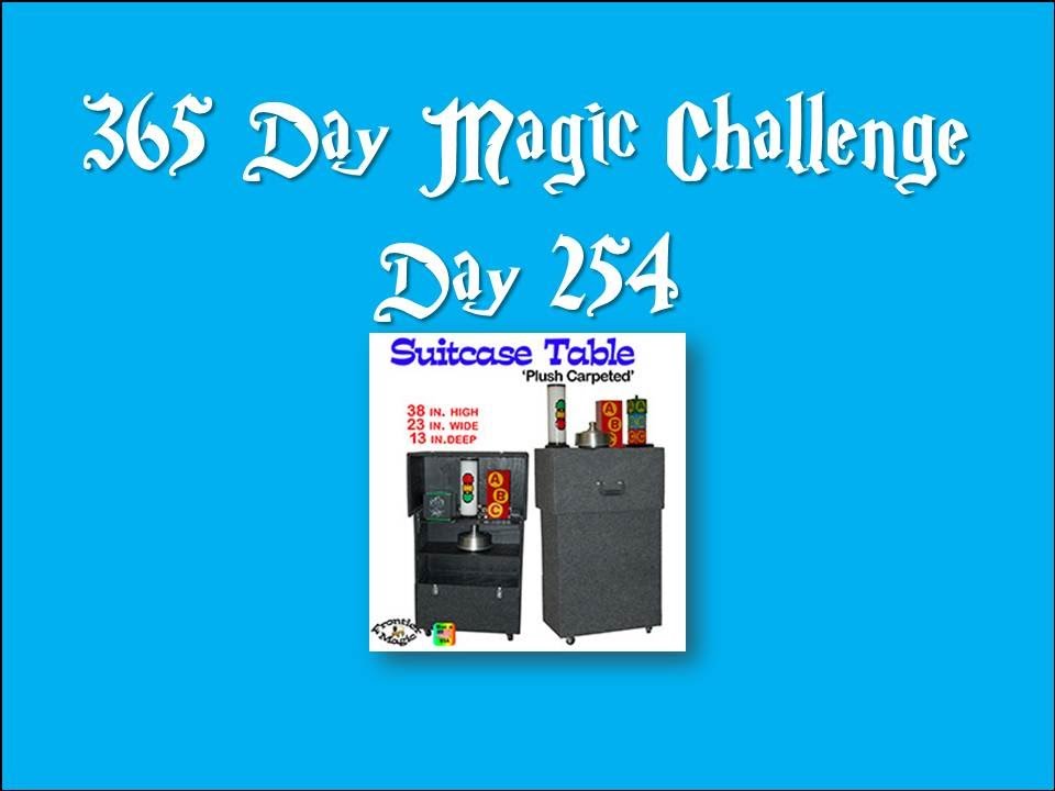 Day 254 of the 365 day magic challenge (suitcase table review)