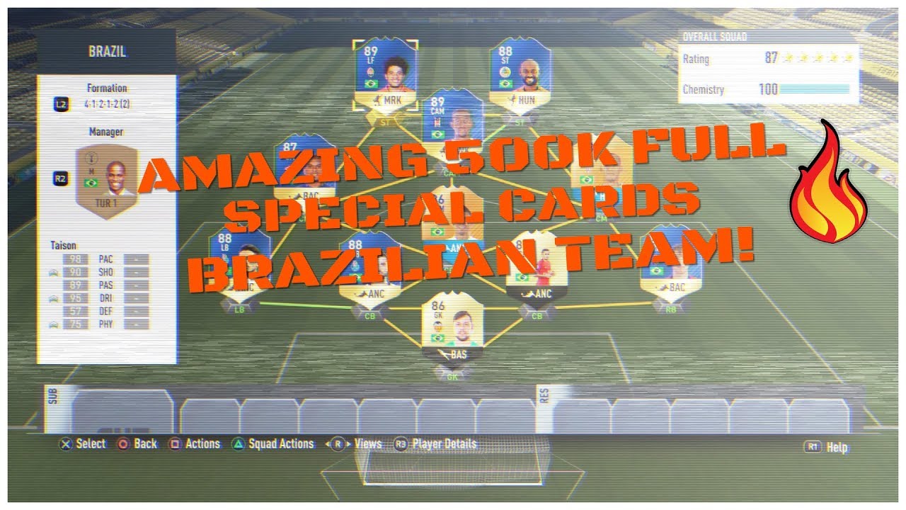 FIFA 17 AMAZING 400K FULL SPECIAL CARDS BRAZILIAN TEAM!! FT 7 TOTS and 4 INFORMS