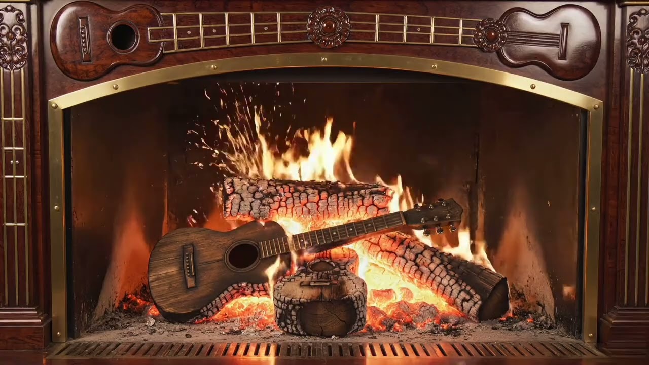 Relaxing Classical Guitar 🎸🔥 & Cozy Fireplace | Acoustic Ambience
