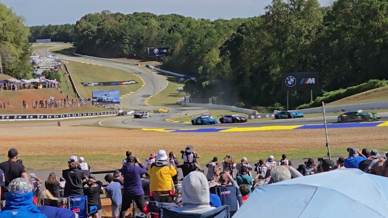 Road Atlanta Petit Le Mans 2025 Race Start and Crash from Spectator Hill