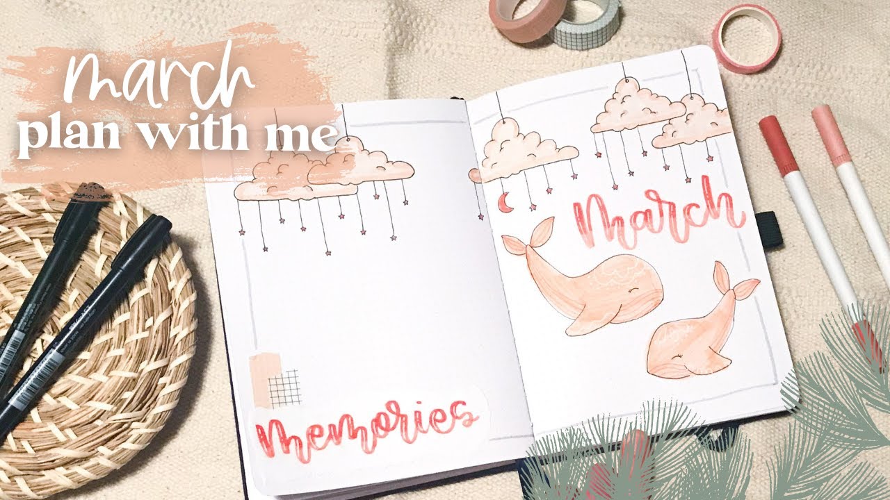 PLAN WITH ME MARCH | March 2021 Bullet Journal Set Up | March Monthly Bullet Journal Theme | BUJO
