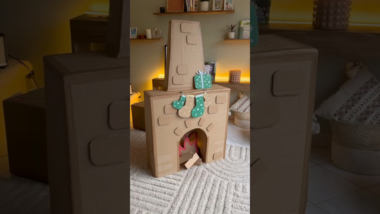 DIY cheminée en carton 📦 deco de Noël en recup ♻️
