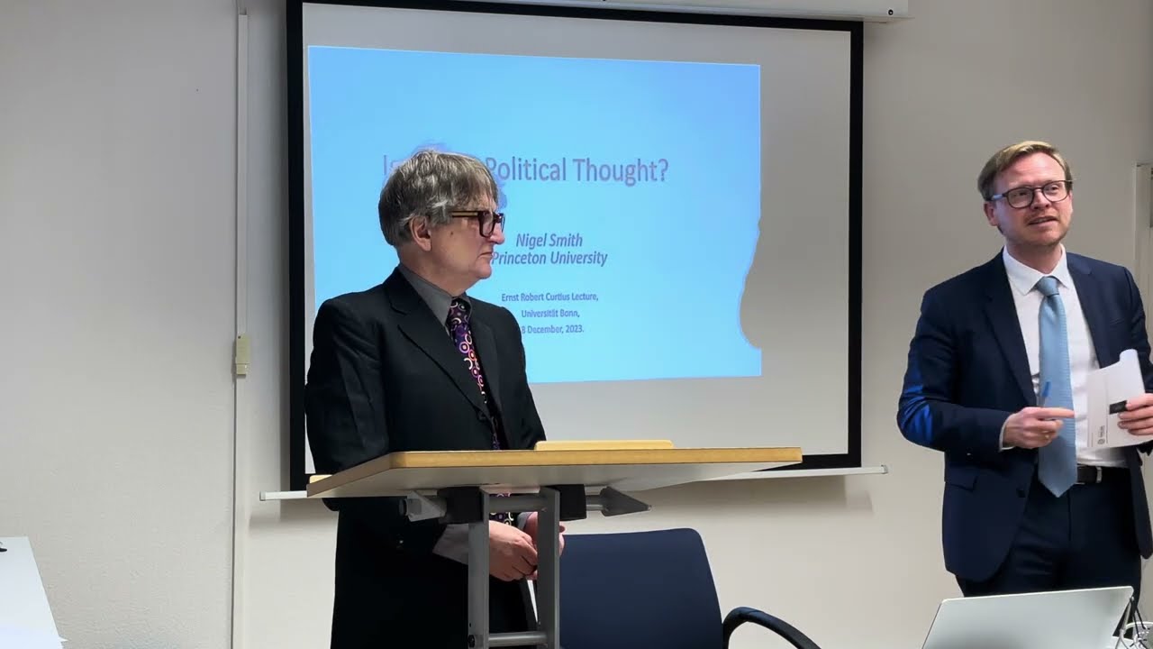 Nigel Smith (Princeton): Is Poetry Political Thought? 12th Ernst Robert Curtius Lecture at IZPH/Bonn