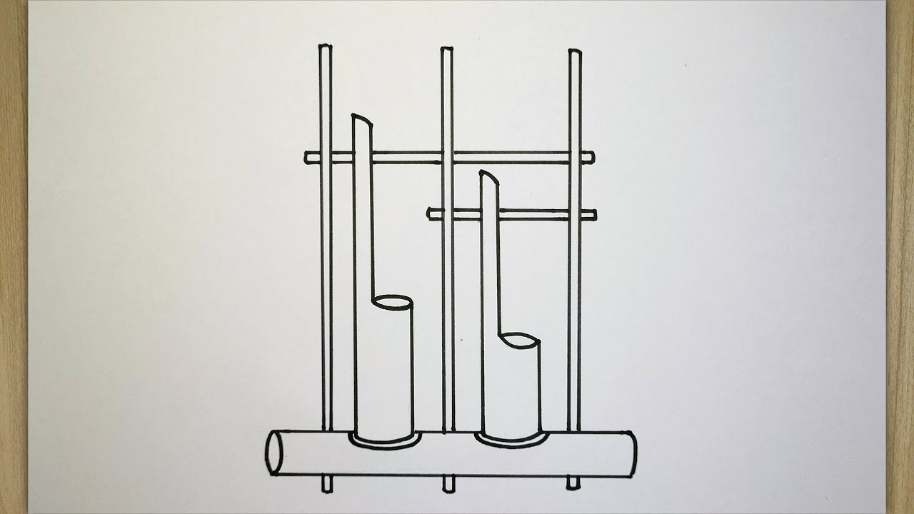 Cara menggambar angklung yang mudah