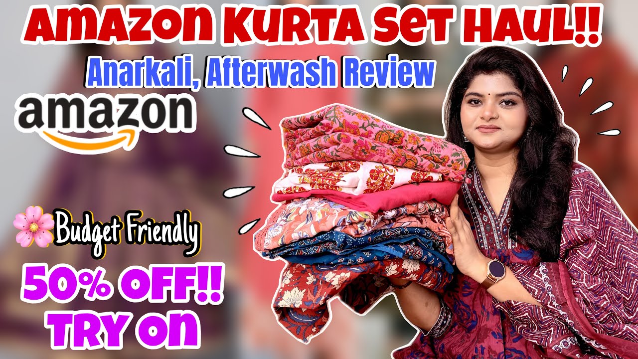 Amazon Cotton Kurta Pant Dupatta Set Haul | Afterwash Amazon Kurta Set Haul | Anarkali Kurta Set