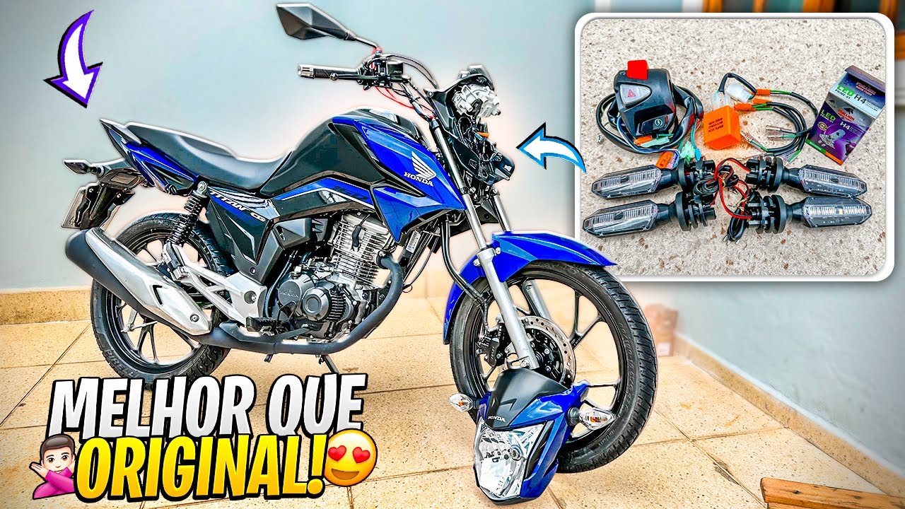 COLOQUEI SETA SEQUENCIAL, PUNHO DE CB500 e PUNHO DE XRE NA TITAN 160 2024 😍🙅🏽