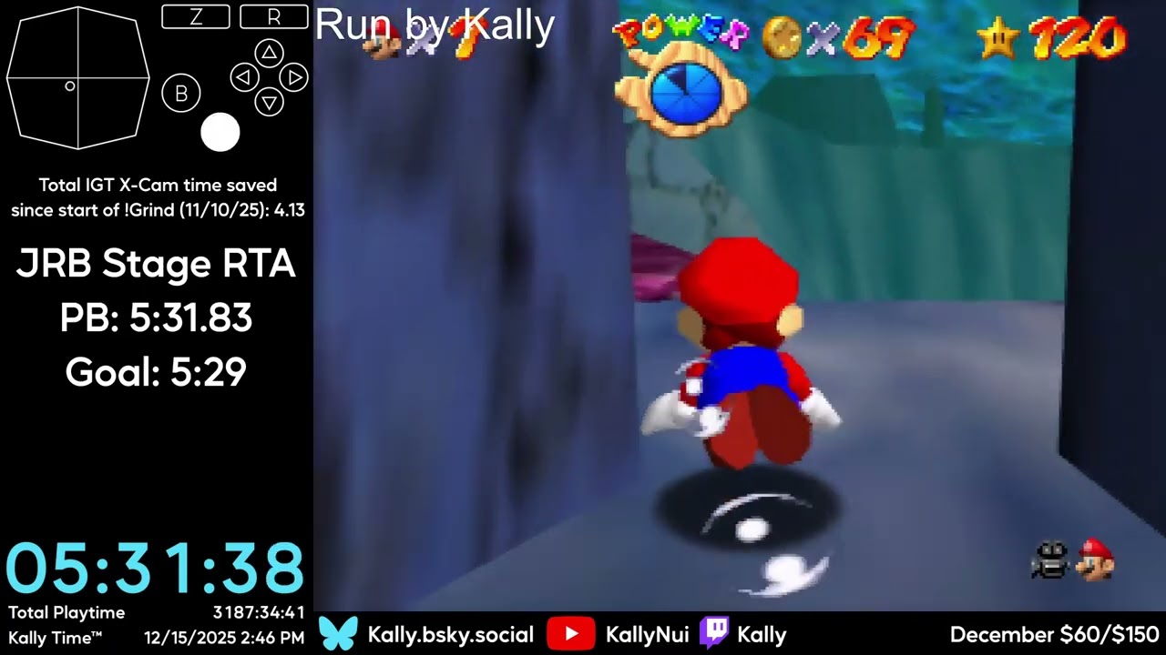 [Former WR] Super Mario 64 Jolly Roger Bay Stage RTA Speedrun (N64) 5m 30s 360ms by Kally