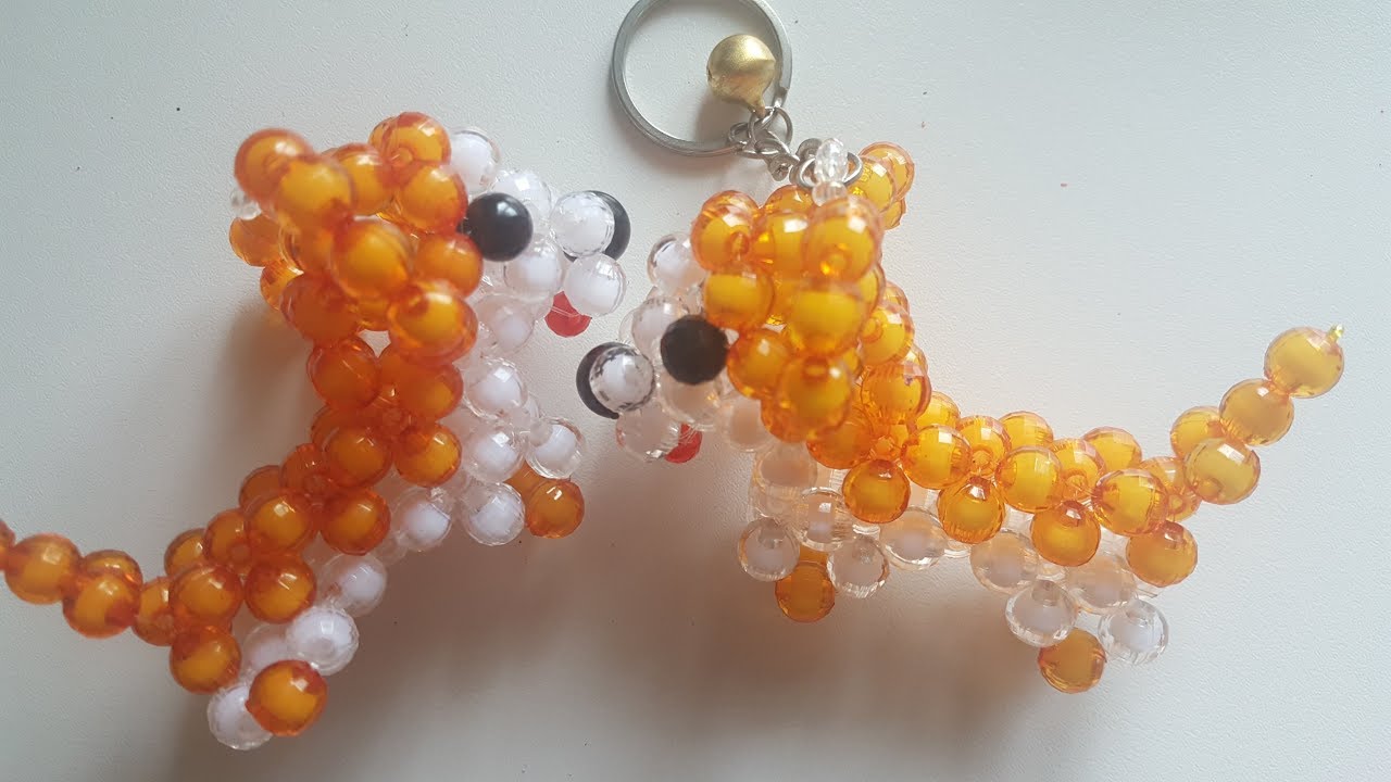 ร้อยลูกปัดรูปสุนัข : How to #dog keychain bead Tutorial #DIY Bead