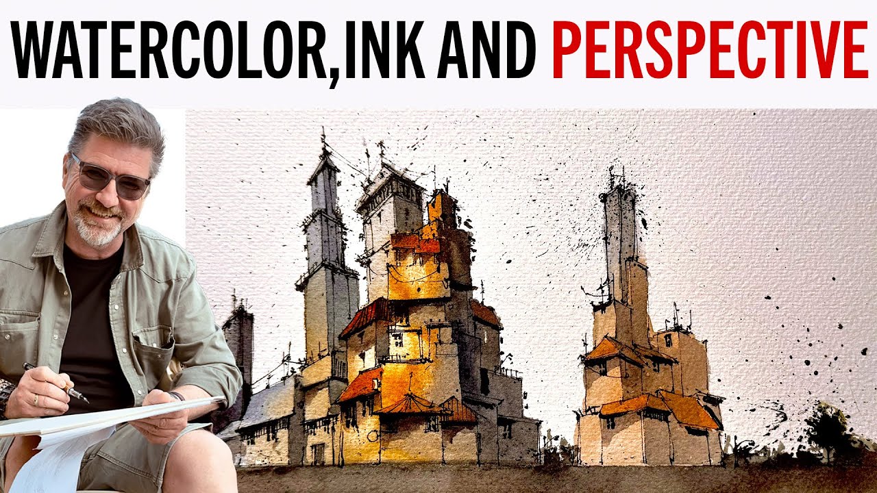 Ink, Watercolor and  Perspective. A "Draw with me" Tutorial