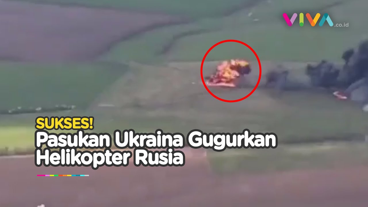 Detik-detik Helikopter Rusia Hangus Terbakar Diserang Ukraina