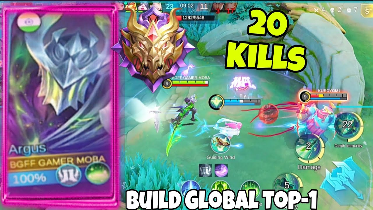 20 KILLS + ARGUS BEST GAMEPLAY WITH ARGUS BUILD GLOBAL TOP-1 ARGUS MLBB | MOBILE LEGENDS 