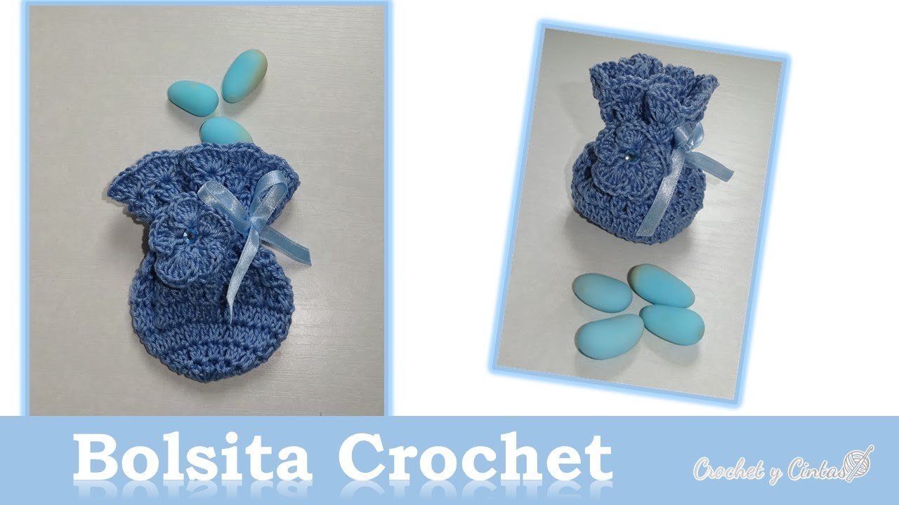 Bolsita recuerdo – souvenir a crochet para bautizo, primera comunión o matrimonio