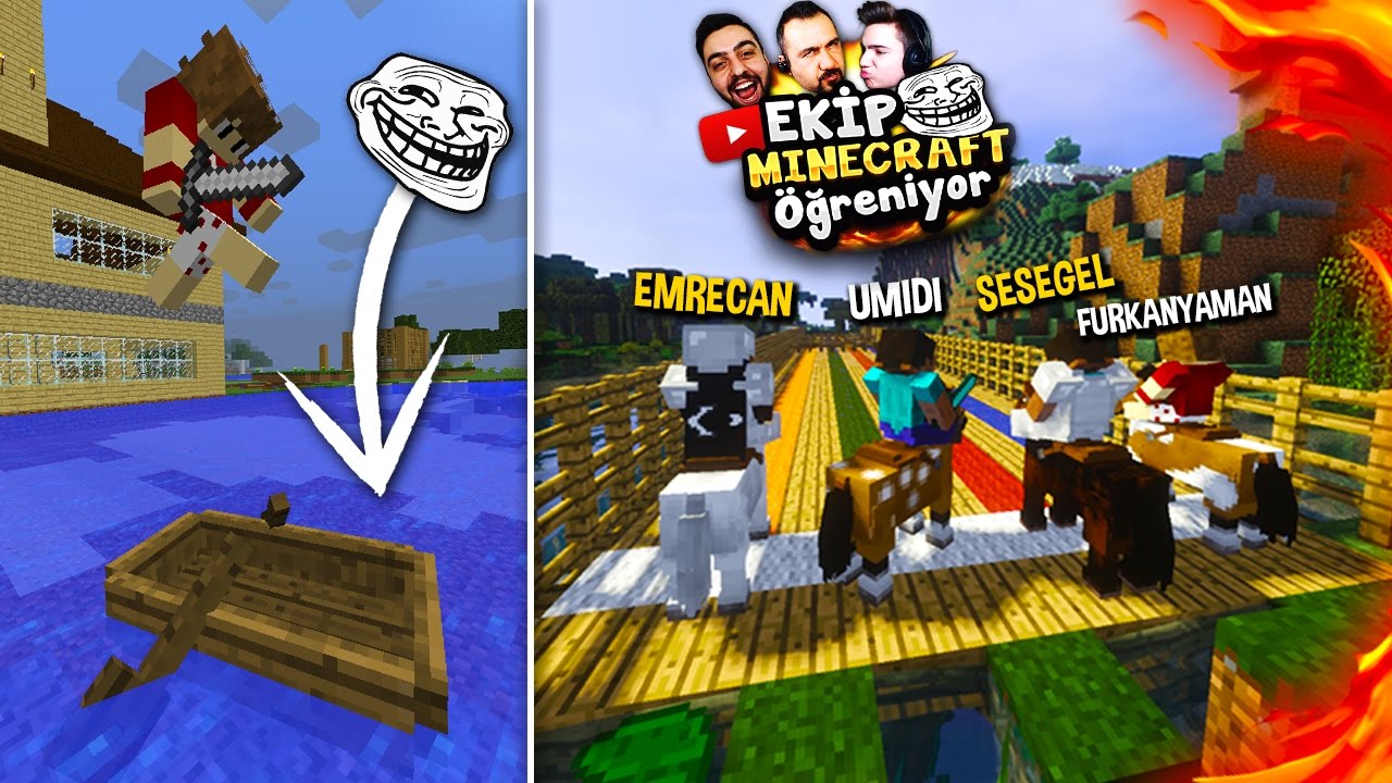 BOAT KİLL TROLLÜ VE AT YARIŞI ! - EKİP Minecraft ÖĞRENİYOR #7