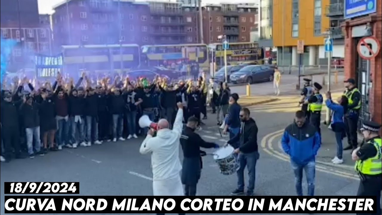 CURVA NORD MILANO CORTEO IN MANCHESTER || Manchester city vs Inter Milan 18/9/2024