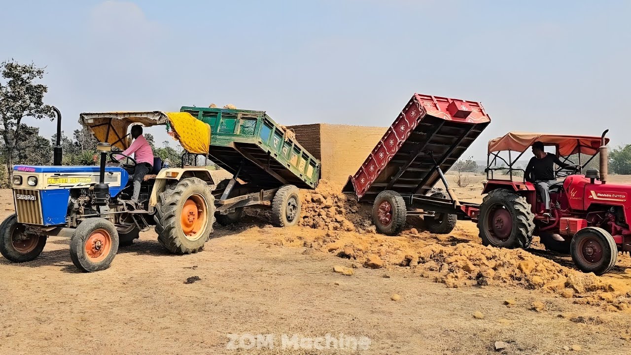 Jcb 3dx loading Swaraj tractor &Mahindra Tractors || Tractor loading video Tractor unloading video 