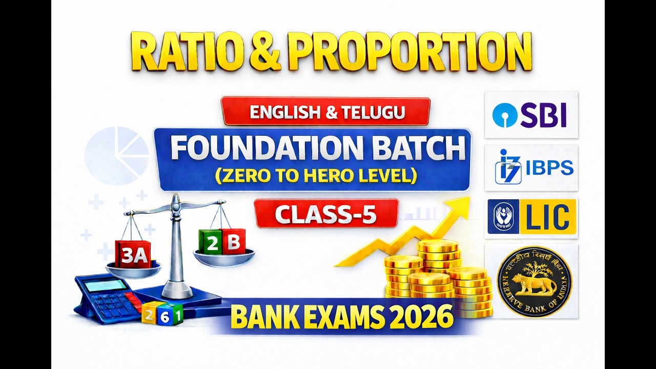 Bank Exams 2026 Quant Class | Ratio and Proportion for Bank Exam | Banking | Telugu | zero to hero |