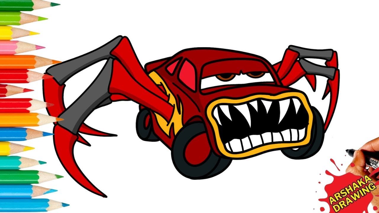 Lightning McQueen Spider Eater Drawing Tutorial #lightningmcqueen #spidereater #drawing