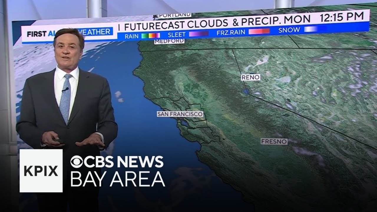Chance of a few showers in the Southbay; Monday midday clear skies in San Francisco