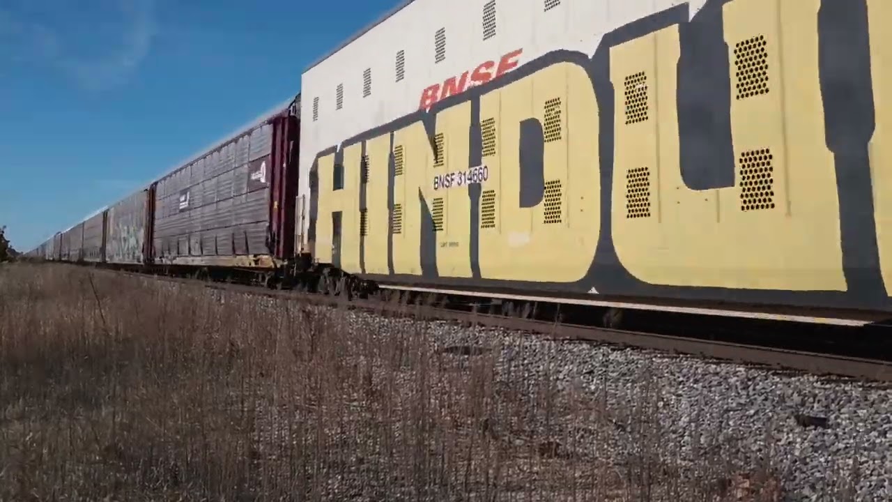 BNSF 3894 leads a fast Stack / Rack train through Mazon, IL 