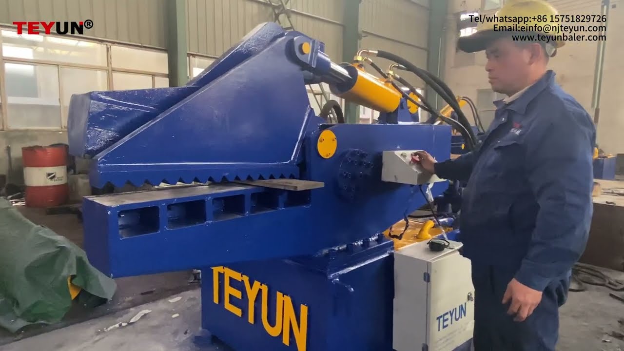 Teyun 120 ton Alligator Shear shears and tests scrap metals of different hardness in the factory!