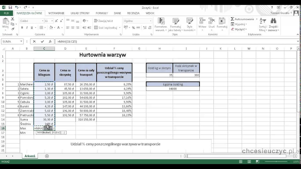 Kurs Excel Podstawowy - [lekcja #9] - Podstawowe funkcje
