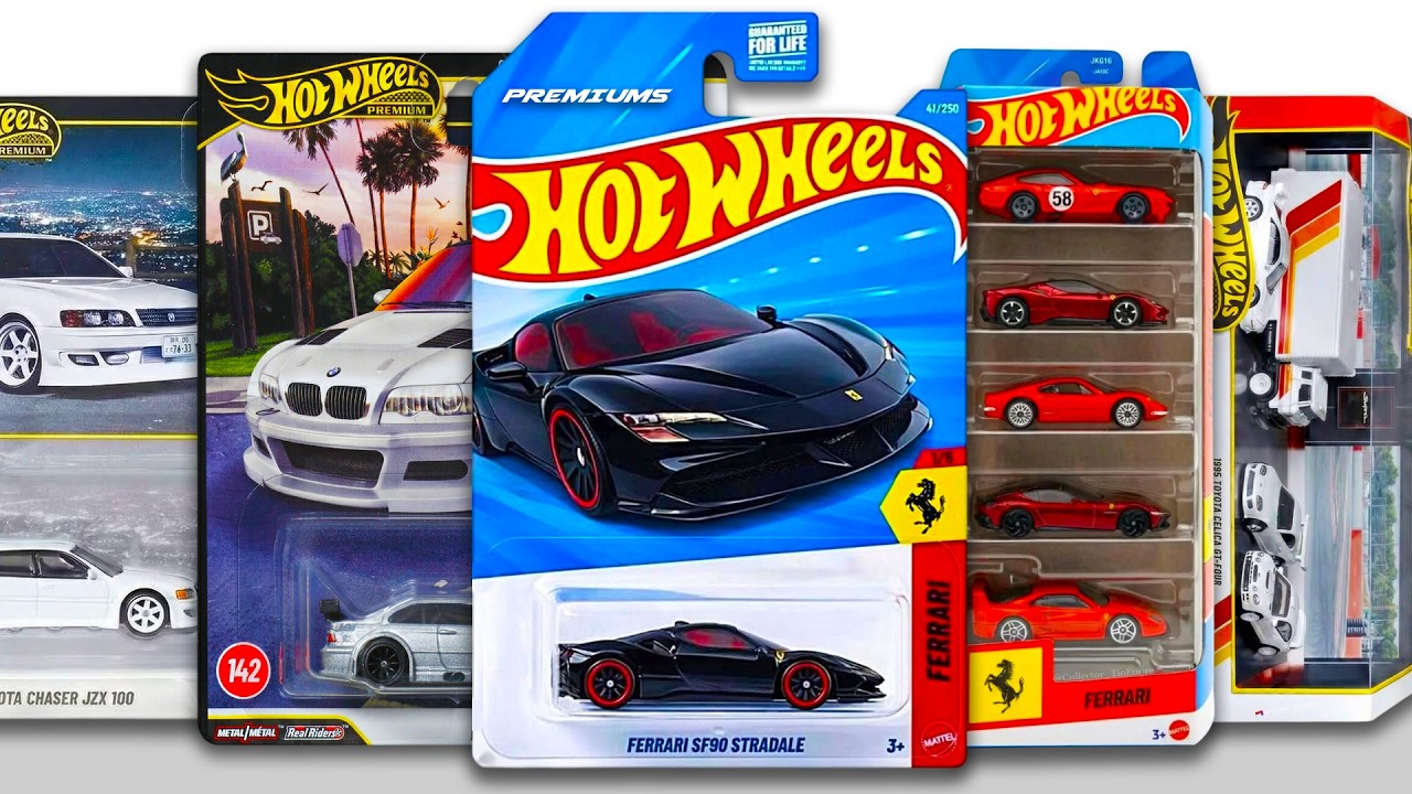 Витрина - Hot Wheels Ferrari SF90 Stradale, Boulevard, Премиум-набор, 5 упаковок, Наборы для люби...