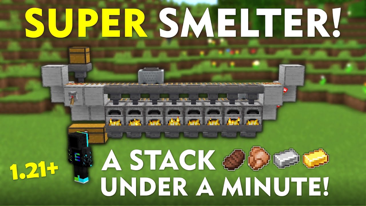 Minecraft 1.21 Easiest SUPER SMELTER Tutorial For Java & Bedrock!