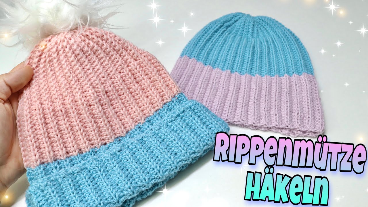 Supereinfache Rippenmütze - häkeln | in Reihen gehäkelt, jede Größe | Anfänger |