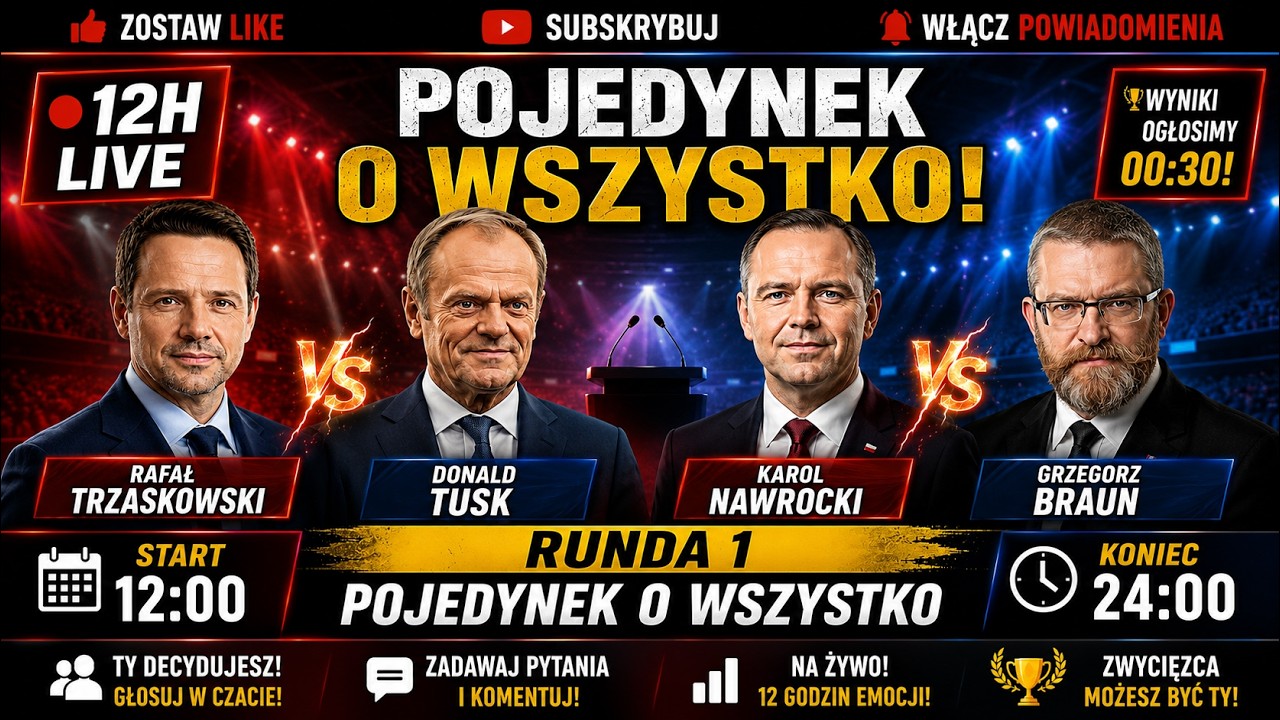 12 h Pojedynek live #4 Rafał Trzaskowski vs Donald Tusk i inni