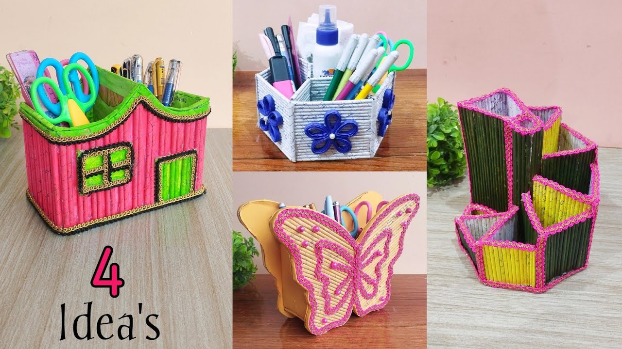 Super Genius!! 4 Pen holder making ideas | DIY Pen Stand using paper | Best Out Of Waste |