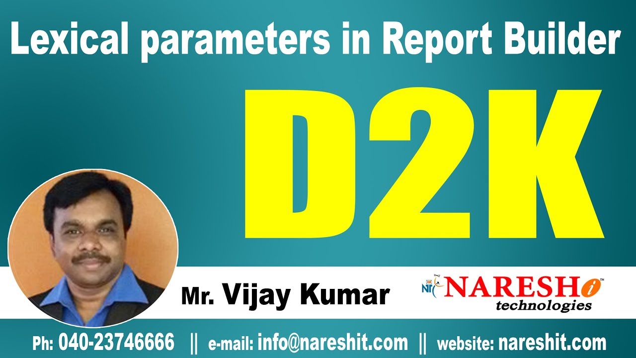 Lexical parameters in Report Builder | D2K Forms and Reports Tutorial | Mr. Vijay Kumar