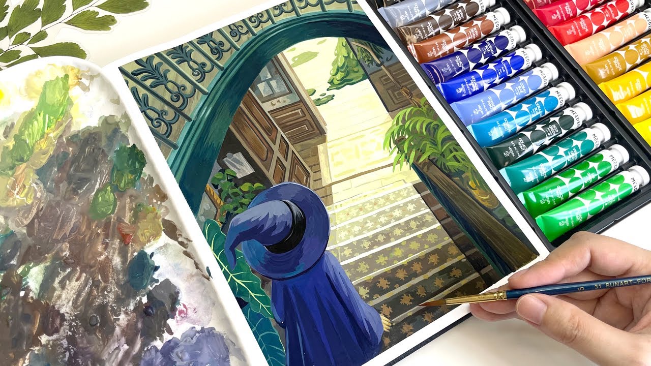 My Art Process: From Concept to Completion / Gouache Painting Process / Relaxing Painting Video🌿