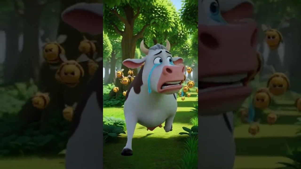 "Brave White Cow Saved from the Bee Attack by  