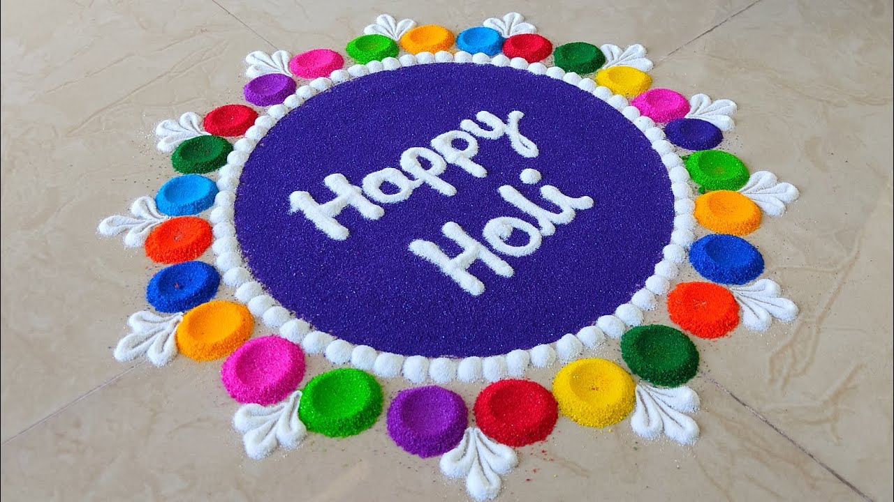 Happy Holi Special Rangoli | Easy & Colourful Holi Rangoli  | Holi Hai 🧡💜💚