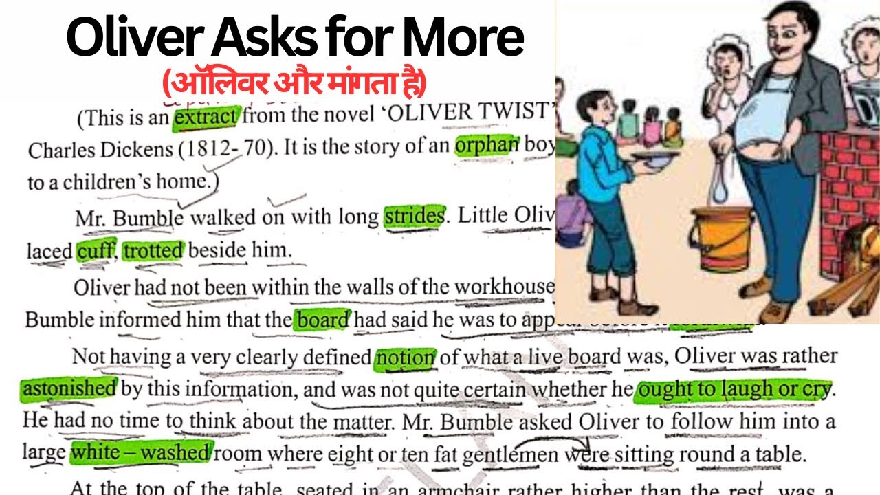 Oliver Asks for More | English story with Hindi translation| Vocabulary। Spoken English। Translation