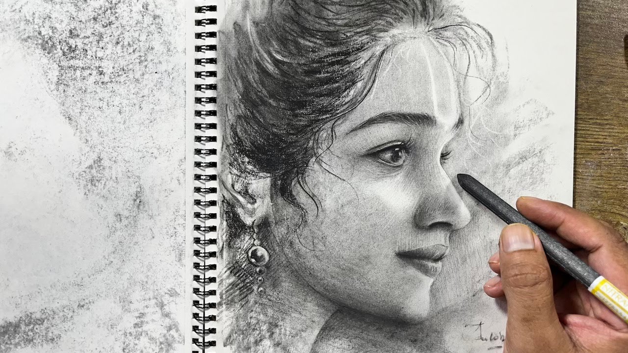 Charcoal se Aise Karo Dhamakedaar 😳 Portrait Drawing | Drawing Radha Rani
