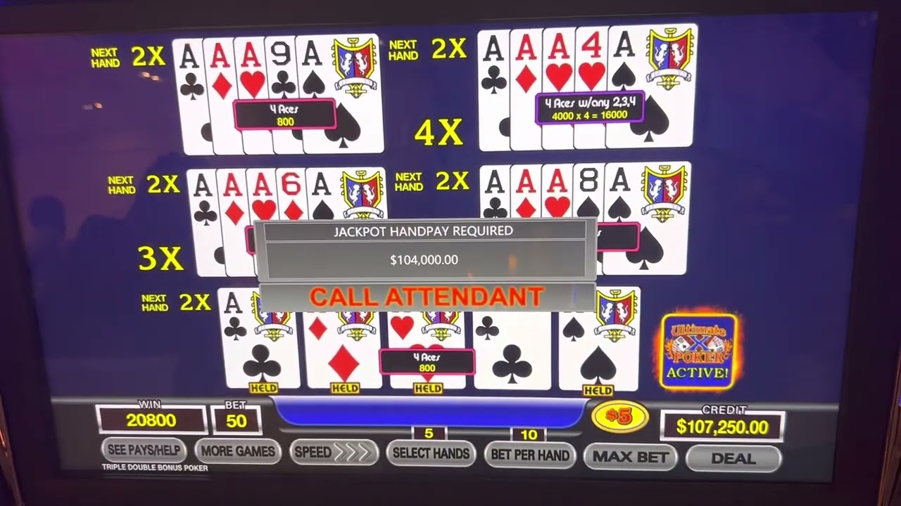 OVER $100,000 JACKPOT Wynn Casino video poker high limit TRIPLE DOUBLE BONUS @TeddySanDiego
