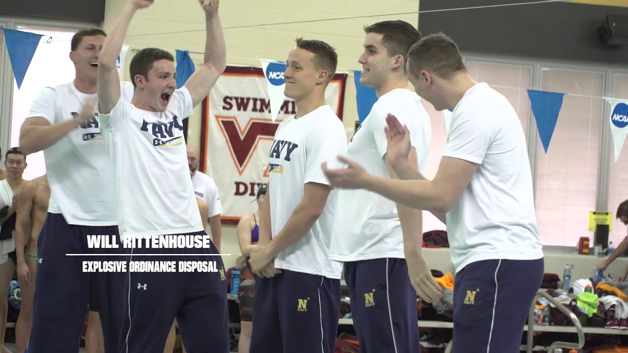 Navy men's swimmers learn their service assignment