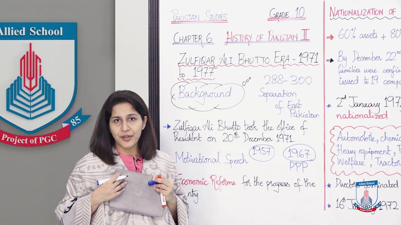 Class 10 - Social Studies - Chapter 6 - Lecture 1 Zulfiqar Ali Bhutto Era 1971-1977 - Allied Schools