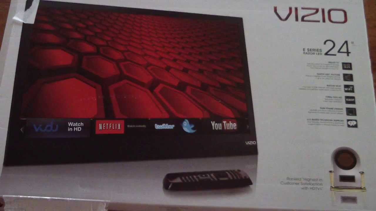 Распаковка телевизора VIZIO E241I-A1 24 дюйма LED 1080p Smart HDTV RAZOR ULTRA SLIM