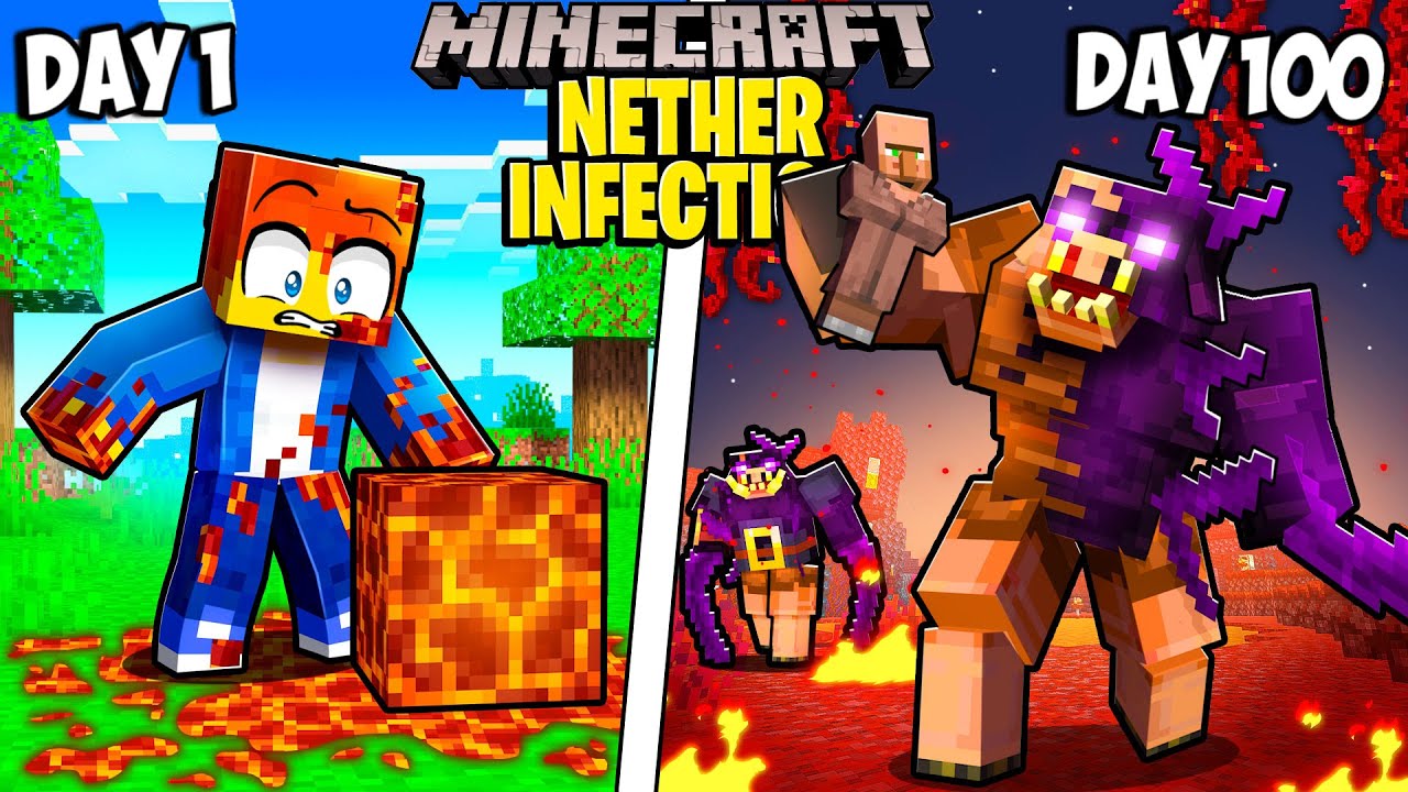 I Survived 100 Days in a NETHER INFECTION in Minecraft