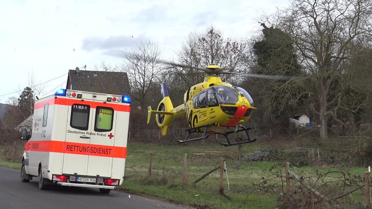 RTH Christoph 23 Luftrettung ADAC/BW BWZK Koblenz startet in Unkel am 07.02.19