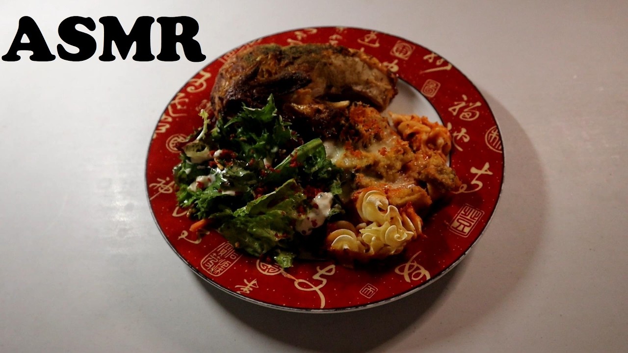 CHICKEN, EGGPLANT PARMESAN, SALAD & COCA-COLA ASMR MUKBANG
