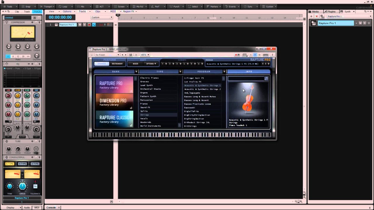 Rapture Pro Browser Page - Cakewalk Software