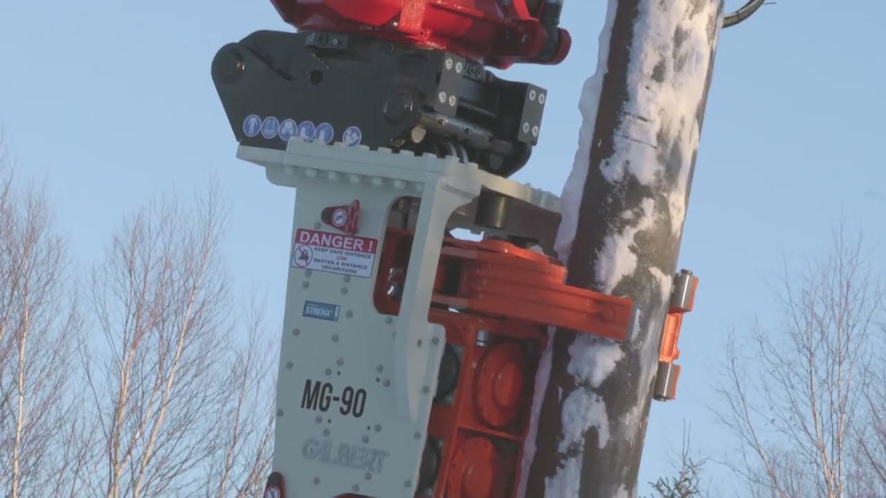 Gilbert Vibratory Pile Drive with Rototilt quick change attachments