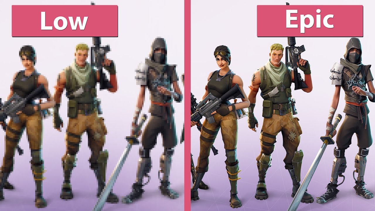 Fortnite – PC 4K UHD Low vs. Epic Graphics Comparison