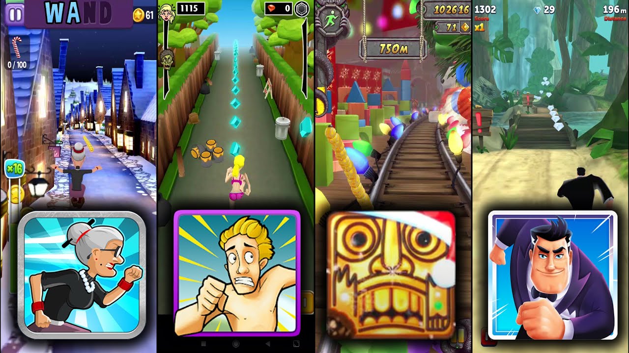 Angry Gran Run Vs Streaker Run Vs Temple Run 2 Winter Toyland  Vs  Agent Dash - Endless Run Android