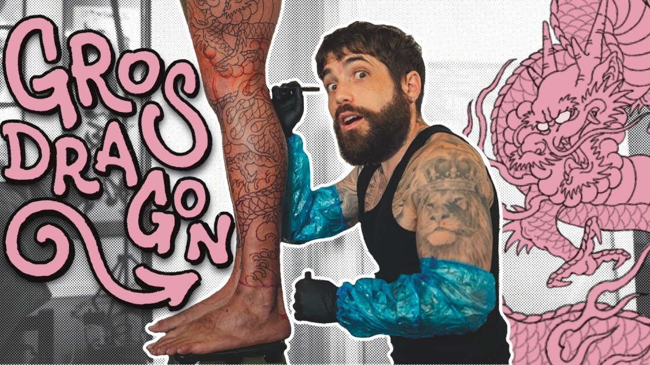 Tatouage dragon japonais sur une jambe entière - JDB # 36